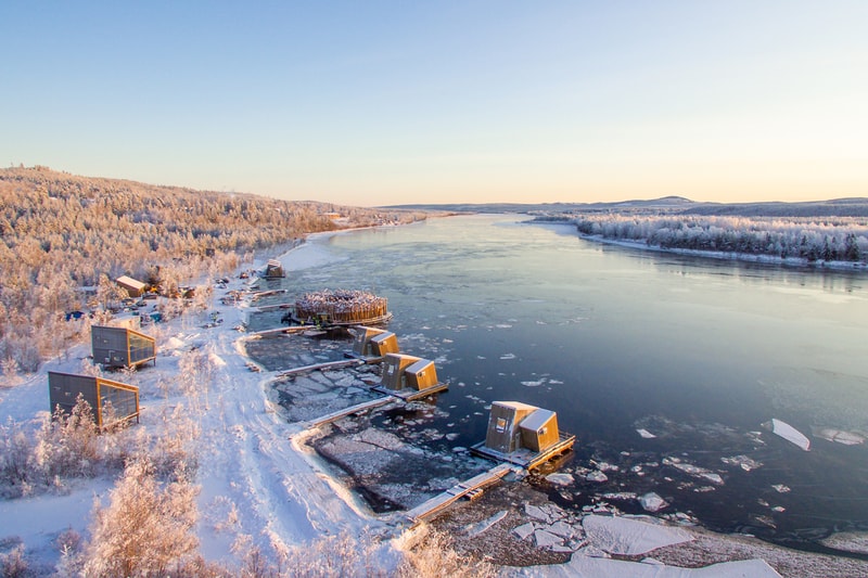 Sweden "Arctic Bath" Hotel Opening Lule River Harads Ann Kathrin Lundqvist Bertil Harström Johan Kauppi Floating Treehotel Swedish Lapland 