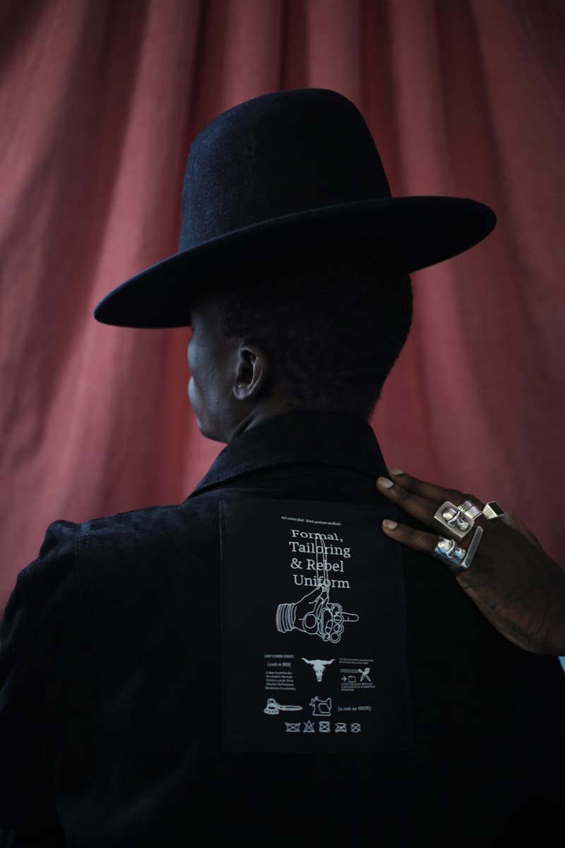 Art Comes First Fall/Winter 2020 Lookbook Collection Paris Fashion Week Coats Pants Jackets Skull Scissors Black Red Yellow Hats Jewelry Rings Chains Gold Silver Crewnecks Knitwear "Exhibition"