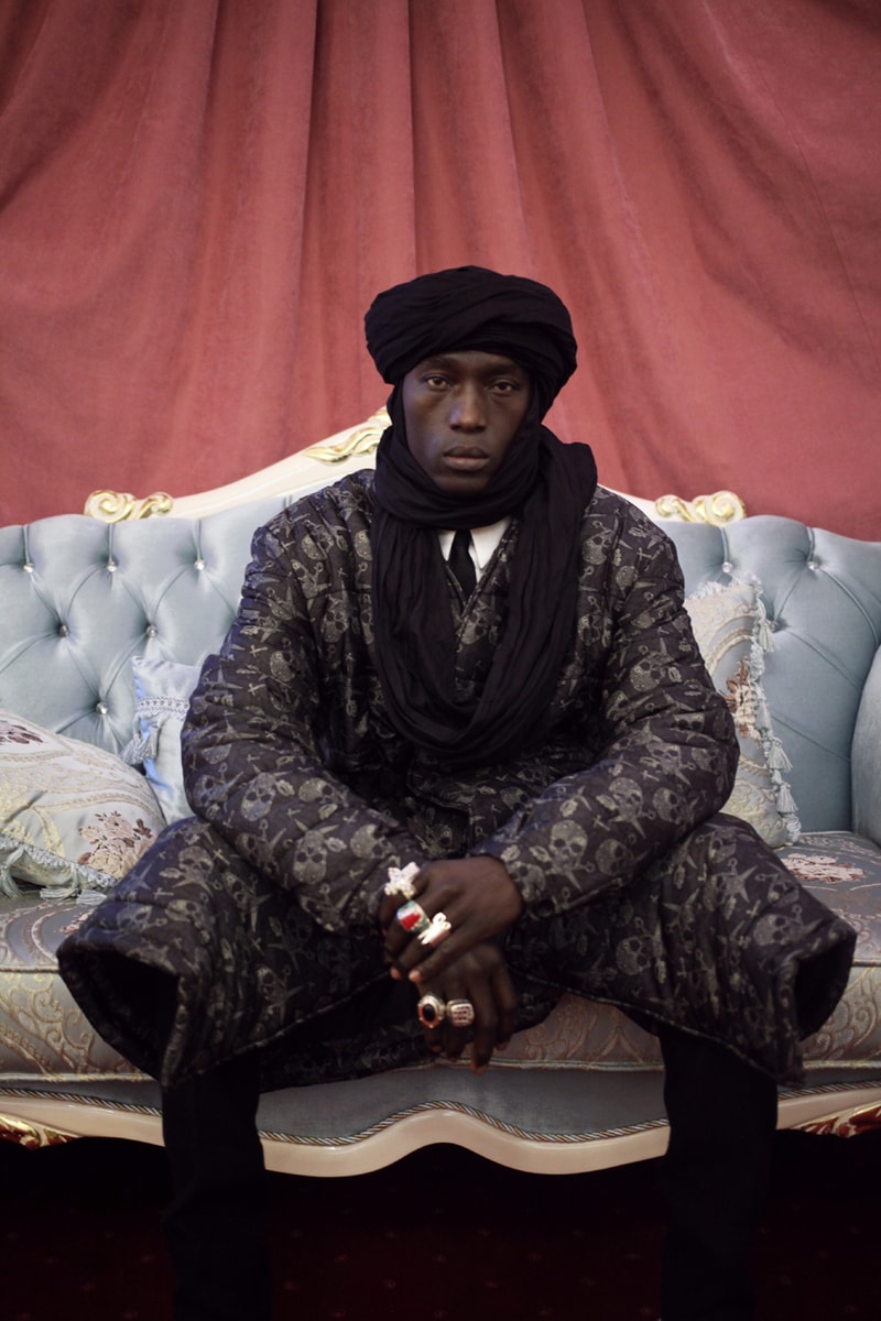 Art Comes First Fall/Winter 2020 Lookbook Collection Paris Fashion Week Coats Pants Jackets Skull Scissors Black Red Yellow Hats Jewelry Rings Chains Gold Silver Crewnecks Knitwear "Exhibition"