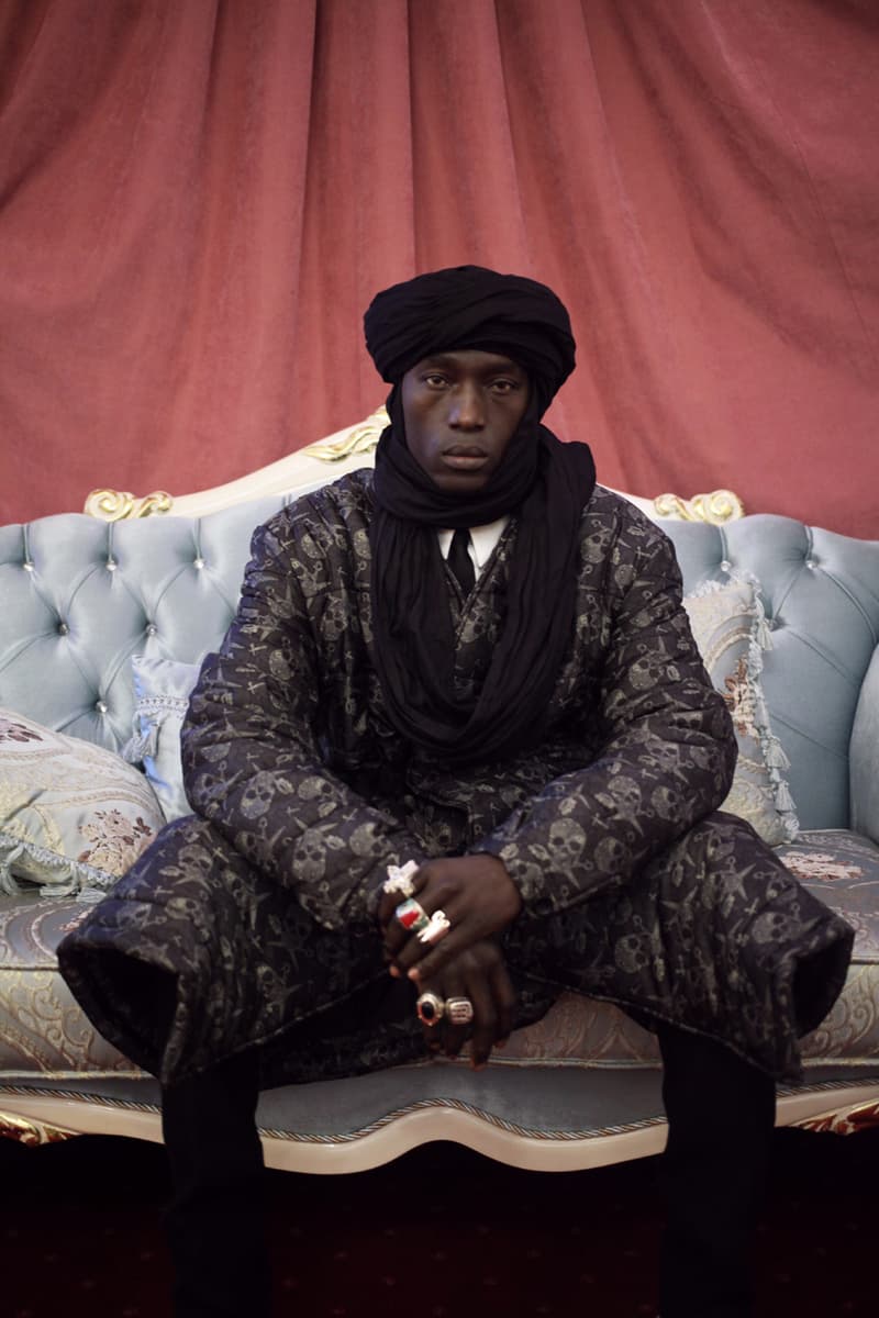 Art Comes First Fall/Winter 2020 Lookbook Collection Paris Fashion Week Coats Pants Jackets Skull Scissors Black Red Yellow Hats Jewelry Rings Chains Gold Silver Crewnecks Knitwear "Exhibition"