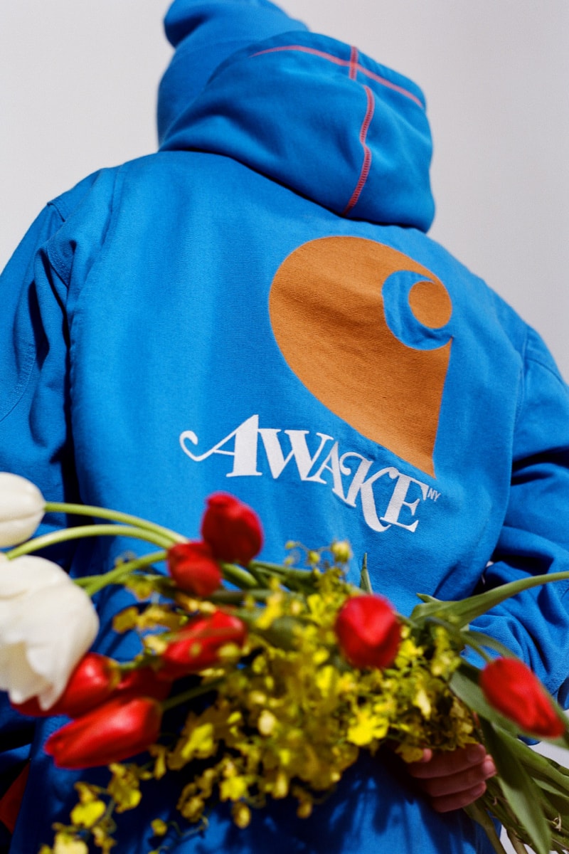 Awake NY x Carhartt WIP Capsule Collection release drop info vintage hunting outerwear outdoors workwear michigan coat american script jersey Watch Hat beanie in Black, Hamilton Brown, and Awake NY Bright Blue