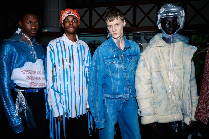 Backstage BOTTER Fall Winter 2020 2021 Paris Fashion rushemy botter lisi herrebrugh antwerp ecological eco friendly textile sustainable deconstructed nike air vapormax runway
