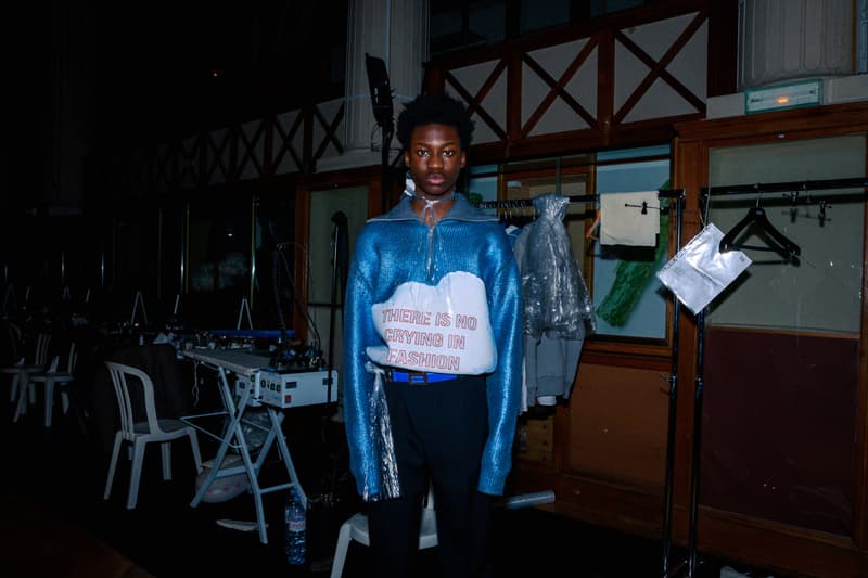 Backstage BOTTER Fall Winter 2020 2021 Paris Fashion rushemy botter lisi herrebrugh antwerp ecological eco friendly textile sustainable deconstructed nike air vapormax runway