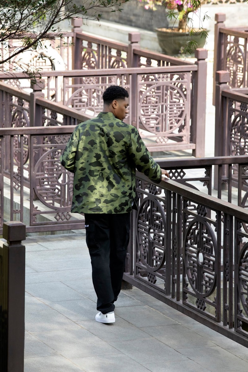 BAPE 1ST CAMO Brocade China Jacket Release Info a bathing ape Chinese new year cny releases green ape head