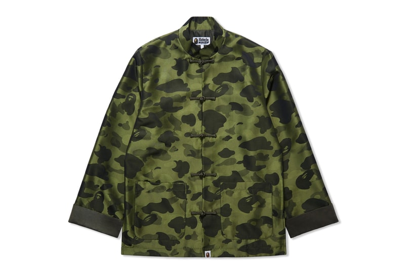 BAPE 1ST CAMO Brocade China Jacket Release Info a bathing ape Chinese new year cny releases green ape head