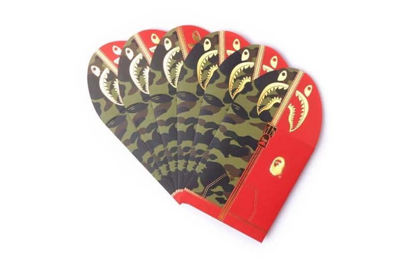 BAPE Drops Exclusive New Year Gifts 2020 Chinese new year a bathing ape calendar candy box red pocket envelopes shark face hoodie accessories collectibles 