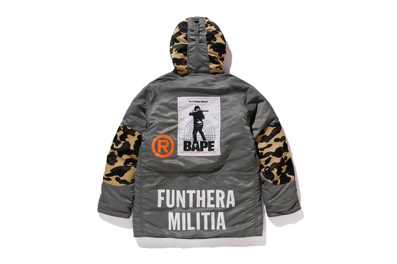 A Bathing Ape x Alpha Industries Capsule Collection BAPE ma-1 nb-3 embroidery ape military green 