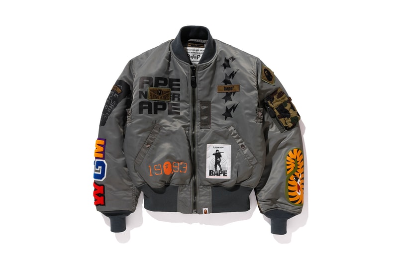 A Bathing Ape x Alpha Industries Capsule Collection BAPE ma-1 nb-3 embroidery ape military green 