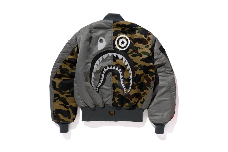 A Bathing Ape x Alpha Industries Capsule Collection BAPE ma-1 nb-3 embroidery ape military green 