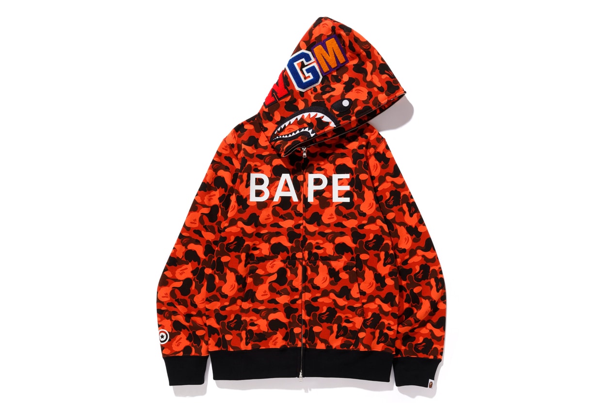 The Weeknd XO BAPE Second Capsule Collection Lookbook Release A Bathing Ape Metro Boomin La Mar Taylor Derek Wise 88Glam Info Date Buy Price Baby Milo T shirt Varsity Jacket Denim Hoodie Sweatpants Shark