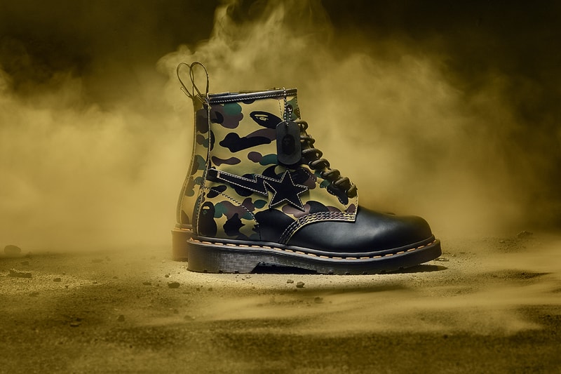 BAPE Dr Martens DMs 1460 boot remastered release information collaboration bapesta 1st camouflage bape head camo buy cop purchase