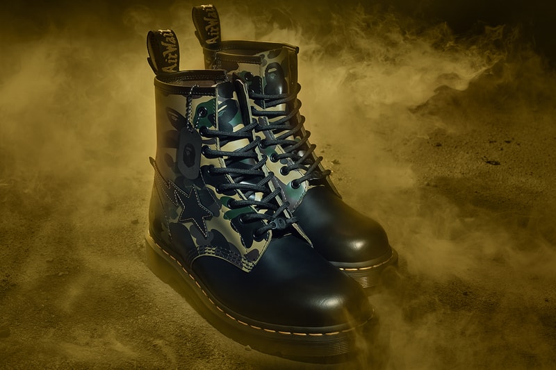 BAPE Dr Martens DMs 1460 boot remastered release information collaboration bapesta 1st camouflage bape head camo buy cop purchase