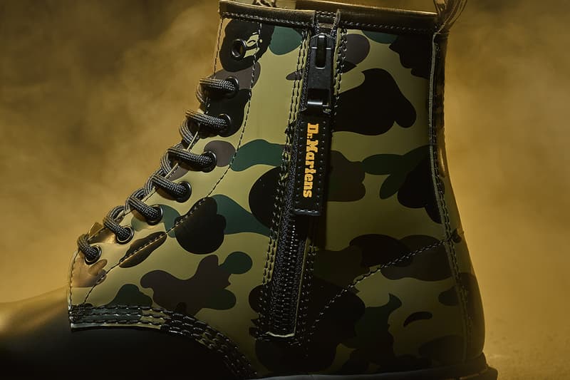 BAPE Dr Martens DMs 1460 boot remastered release information collaboration bapesta 1st camouflage bape head camo buy cop purchase