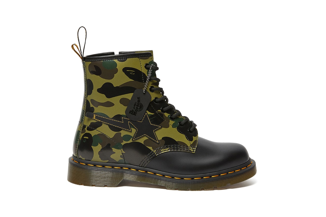 BAPE Dr Martens DMs 1460 boot remastered release information collaboration bapesta 1st camouflage bape head camo buy cop purchase