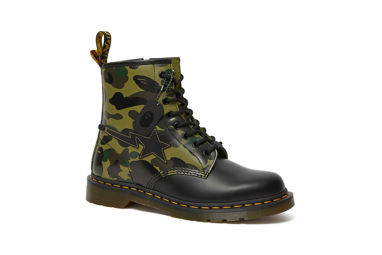 BAPE Dr Martens DMs 1460 boot remastered release information collaboration bapesta 1st camouflage bape head camo buy cop purchase