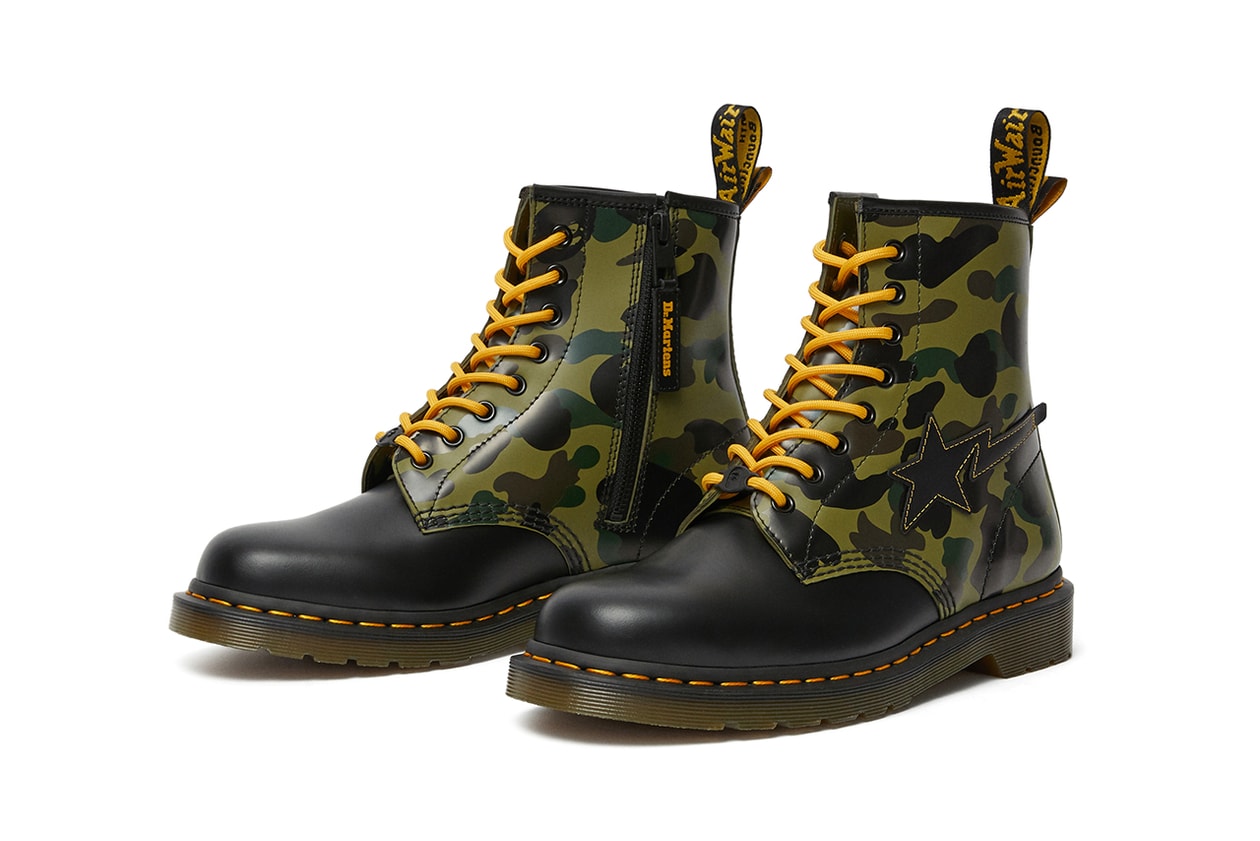 BAPE Dr Martens DMs 1460 boot remastered release information collaboration bapesta 1st camouflage bape head camo buy cop purchase