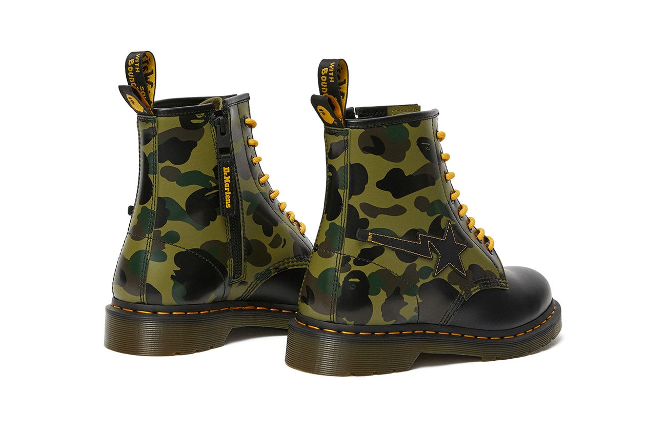 BAPE Dr Martens DMs 1460 boot remastered release information collaboration bapesta 1st camouflage bape head camo buy cop purchase