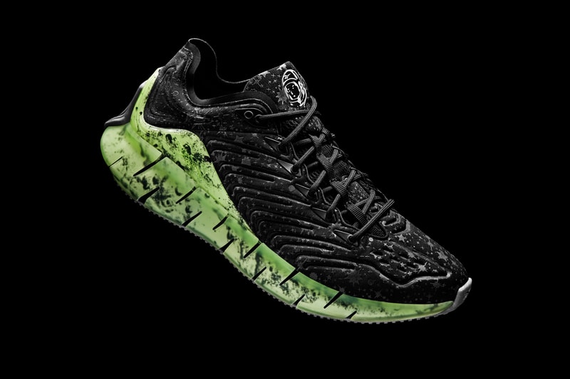 billionaire boys club bbc reebok zig kinetica moon surface print fw5283 black green grey release date info photos price
