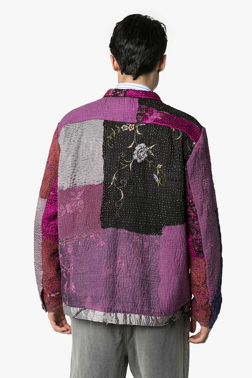 by walid jono patchwork bomber jacket release outer composition silk lining cotton long sleeves relaxed fit classic collar 