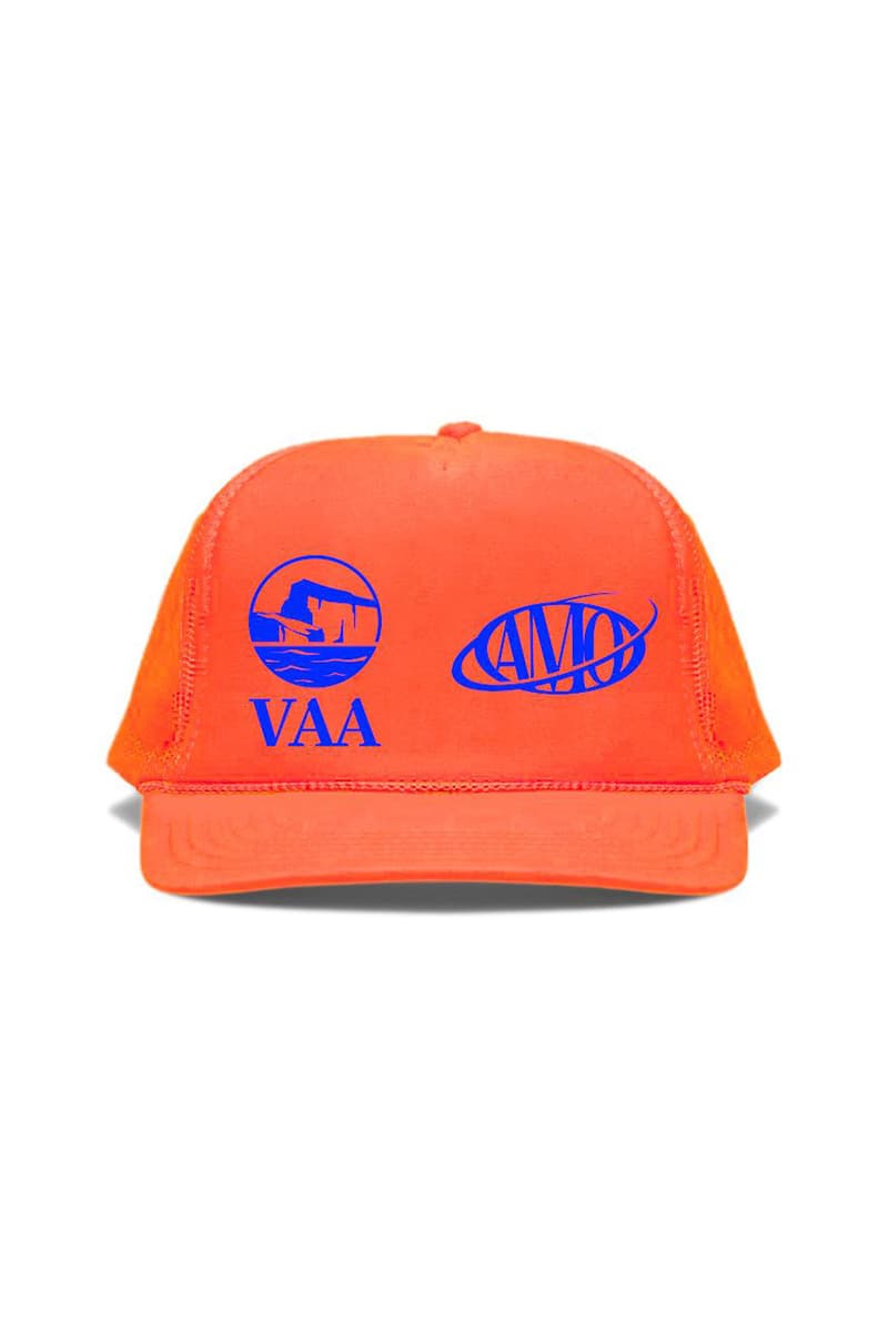 Canary Yellow x VAA + AMO 2B & Cracks 2A Fluorescent Orange Caps Virgil Abloh Limited Edition Release Information Foam Base Mesh Drop Cop