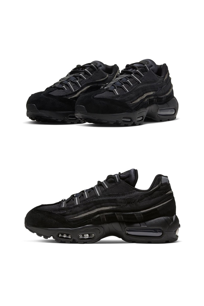 COMME des GARÇONS HOMME PLUS x Nike Air Max 95 closer look release information buy cop purchase black white grey release information off-white paris fashion week spring summer 2020