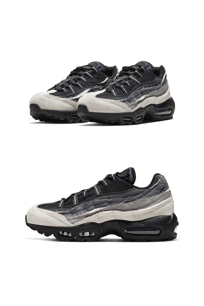 COMME des GARÇONS HOMME PLUS x Nike Air Max 95 closer look release information buy cop purchase black white grey release information off-white paris fashion week spring summer 2020