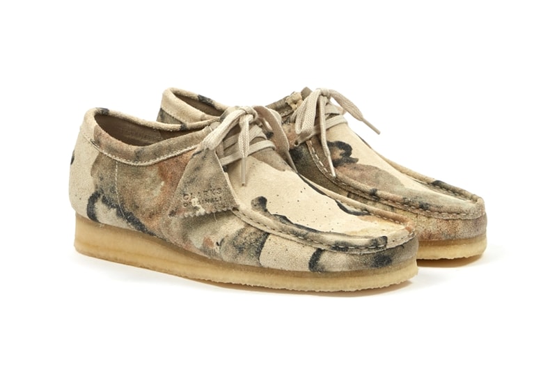 Clarks Originals Wallabee Off White Camo moccasin footwear shoes Triangle Tag Camoflague Water Resistant English Stead Suede Crepe Rubber Sole boots trainers leather fall winter 2020