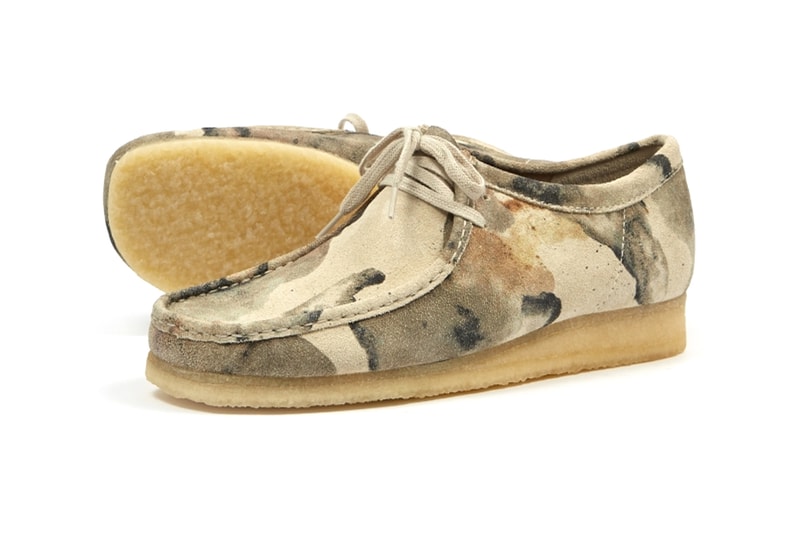 Clarks Originals Wallabee Off White Camo moccasin footwear shoes Triangle Tag Camoflague Water Resistant English Stead Suede Crepe Rubber Sole boots trainers leather fall winter 2020