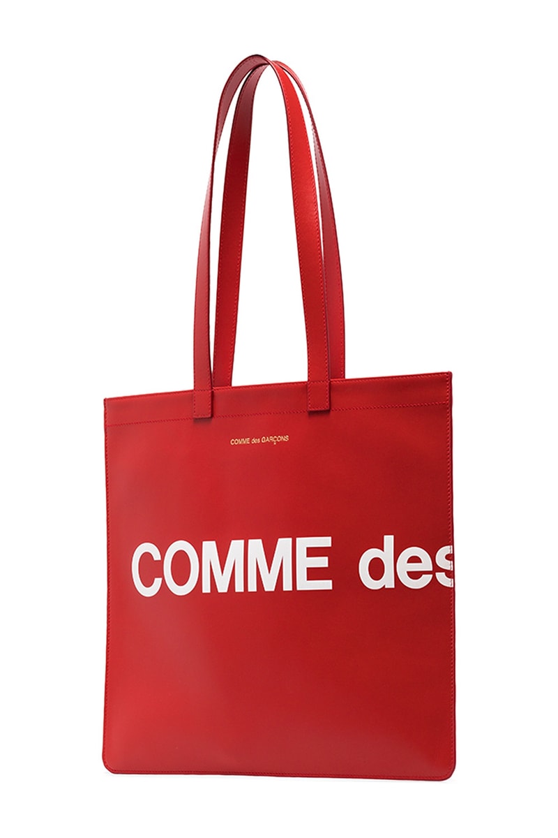 COMME des GARÇONS Red & Black Logo Tote Bags Release info drop date price wallet logo 