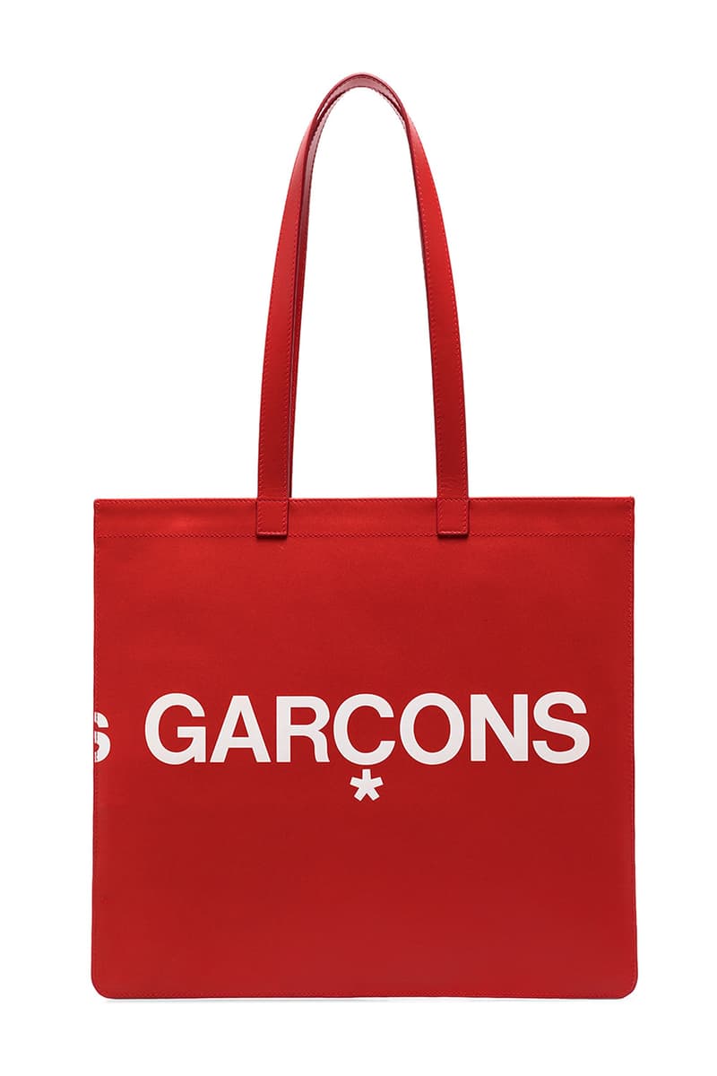 Comme Des Garcons Red Black Logo Tote Bags Release Hypebeast