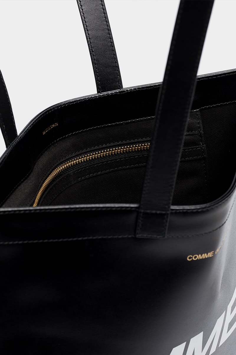 COMME des GARÇONS Red & Black Logo Tote Bags Release info drop date price wallet logo 