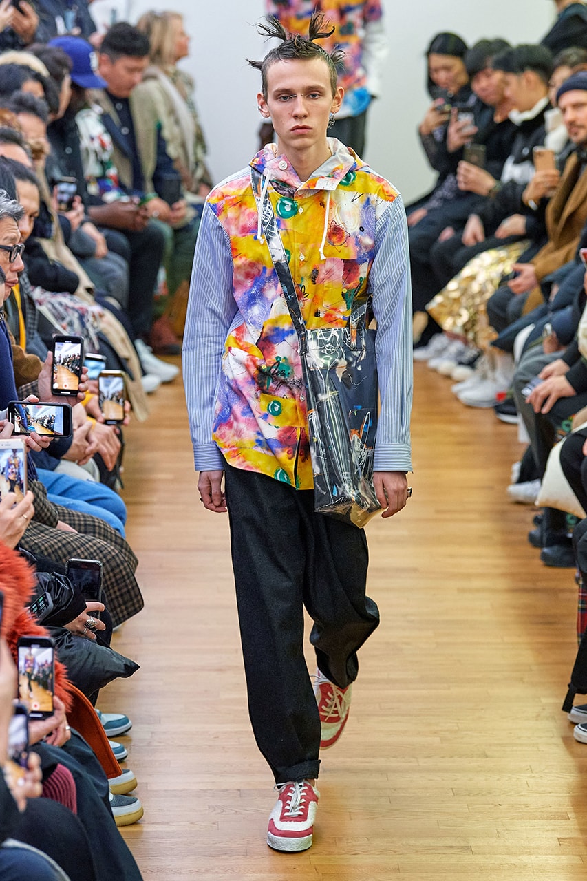 COMME des GARÇONS SHIRT Paris Fashion Week Men's Fall/Winter 2020 Runway Show Looks ASICS GEL-LYTE 3 Footwear Rei Kawakubo PFW FW20 Menswear Tailoring Shirts Patchwork Reports Futura