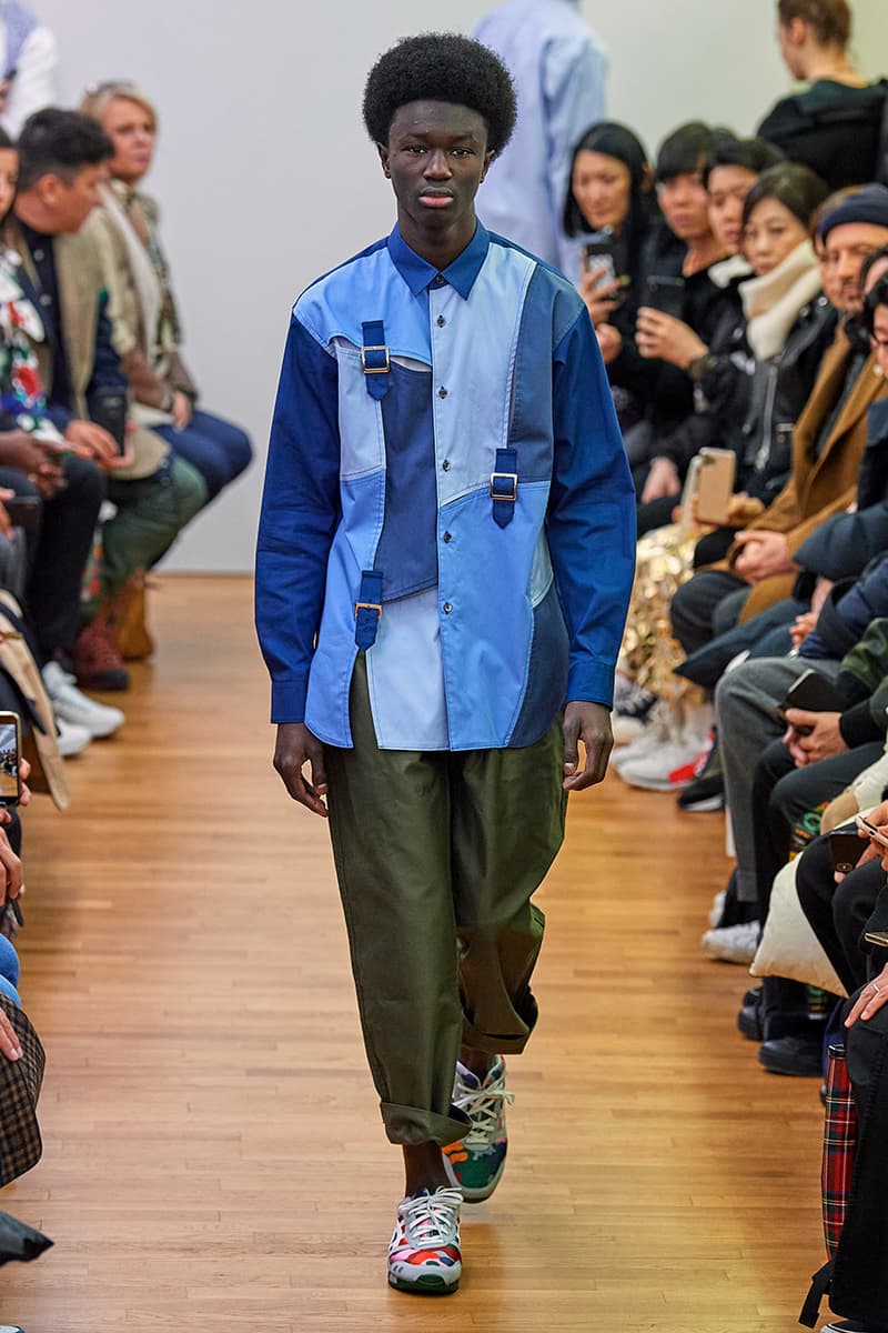 COMME des GARÇONS SHIRT Paris Fashion Week Men's Fall/Winter 2020 Runway Show Looks ASICS GEL-LYTE 3 Footwear Rei Kawakubo PFW FW20 Menswear Tailoring Shirts Patchwork Reports Futura