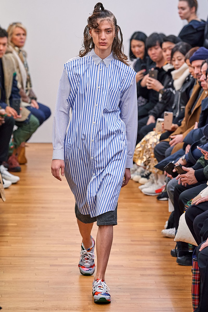 COMME des GARÇONS SHIRT Paris Fashion Week Men's Fall/Winter 2020 Runway Show Looks ASICS GEL-LYTE 3 Footwear Rei Kawakubo PFW FW20 Menswear Tailoring Shirts Patchwork Reports Futura