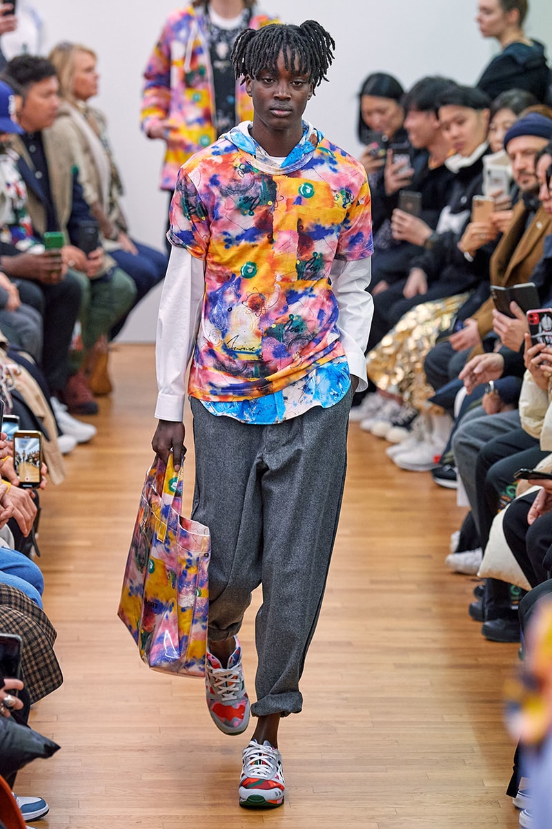 COMME des GARÇONS SHIRT Paris Fashion Week Men's Fall/Winter 2020 Runway Show Looks ASICS GEL-LYTE 3 Footwear Rei Kawakubo PFW FW20 Menswear Tailoring Shirts Patchwork Reports Futura