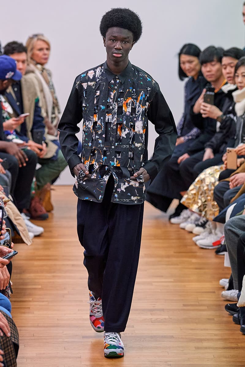 COMME des GARÇONS SHIRT Paris Fashion Week Men's Fall/Winter 2020 Runway Show Looks ASICS GEL-LYTE 3 Footwear Rei Kawakubo PFW FW20 Menswear Tailoring Shirts Patchwork Reports Futura