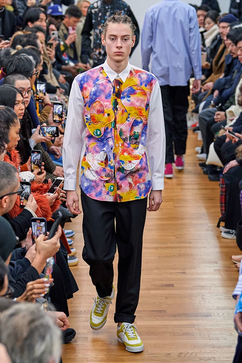 COMME des GARÇONS SHIRT Paris Fashion Week Men's Fall/Winter 2020 Runway Show Looks ASICS GEL-LYTE 3 Footwear Rei Kawakubo PFW FW20 Menswear Tailoring Shirts Patchwork Reports Futura