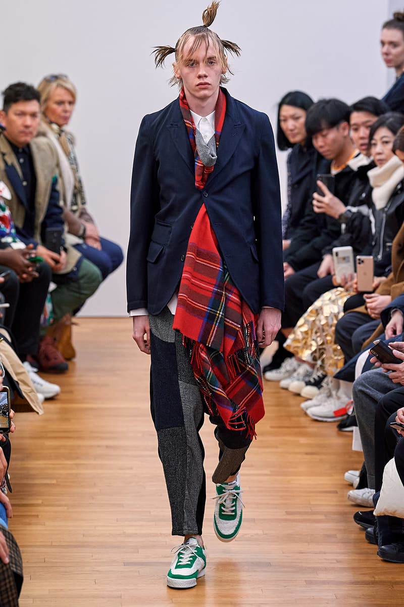 COMME des GARÇONS SHIRT Paris Fashion Week Men's Fall/Winter 2020 Runway Show Looks ASICS GEL-LYTE 3 Footwear Rei Kawakubo PFW FW20 Menswear Tailoring Shirts Patchwork Reports Futura