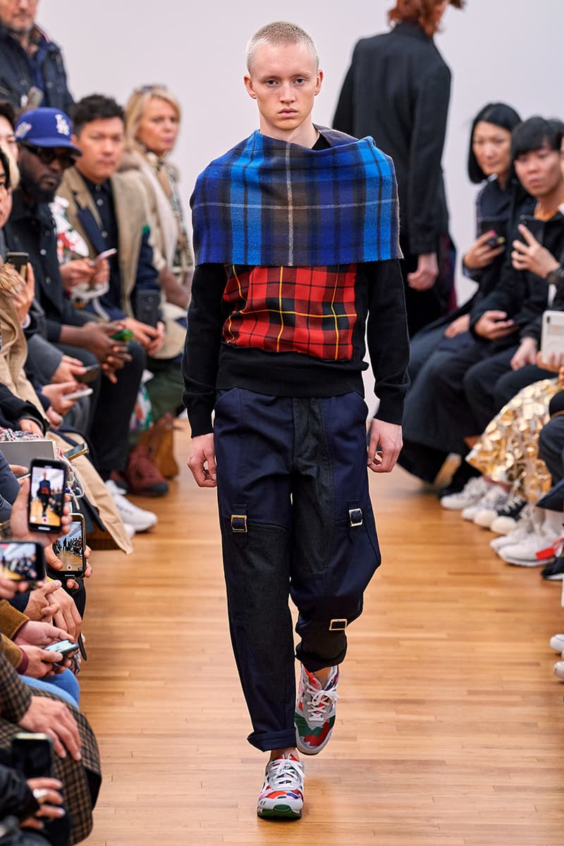 COMME des GARÇONS SHIRT Paris Fashion Week Men's Fall/Winter 2020 Runway Show Looks ASICS GEL-LYTE 3 Footwear Rei Kawakubo PFW FW20 Menswear Tailoring Shirts Patchwork Reports Futura