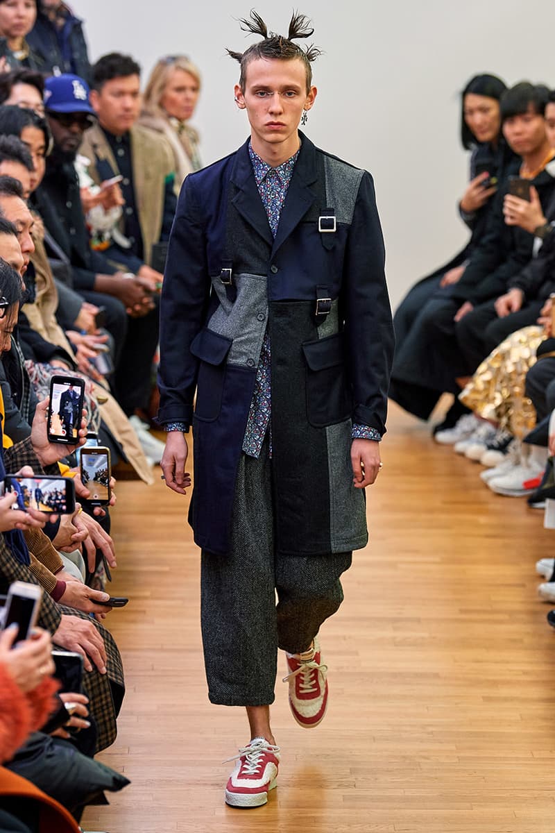 COMME des GARÇONS SHIRT Paris Fashion Week Men's Fall/Winter 2020 Runway Show Looks ASICS GEL-LYTE 3 Footwear Rei Kawakubo PFW FW20 Menswear Tailoring Shirts Patchwork Reports Futura