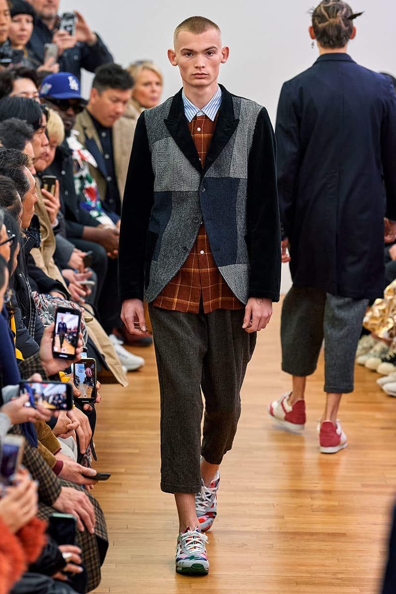 COMME des GARÇONS SHIRT Paris Fashion Week Men's Fall/Winter 2020 Runway Show Looks ASICS GEL-LYTE 3 Footwear Rei Kawakubo PFW FW20 Menswear Tailoring Shirts Patchwork Reports Futura