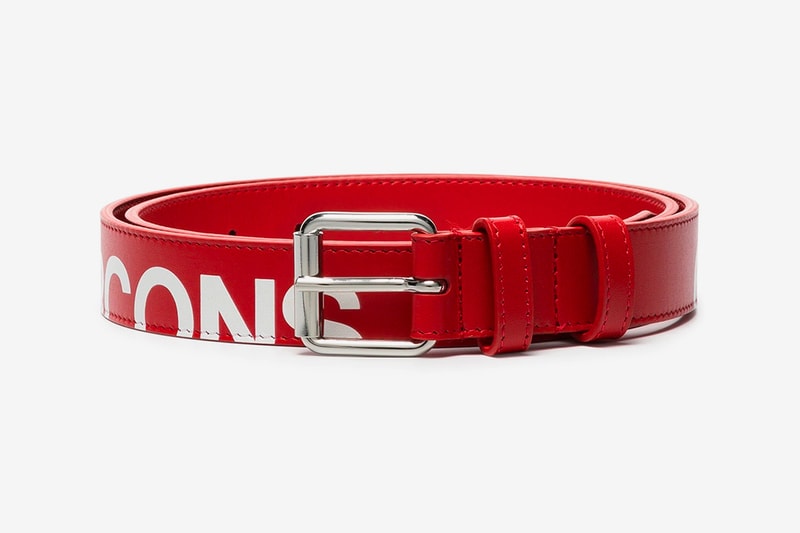 COMME des GARCONS Wallet Leather Logo Belt accessories buckle logomania branding rei kawakubo wallet pants treated cdg strap girdle band waist loop fasten silver tone hardware
