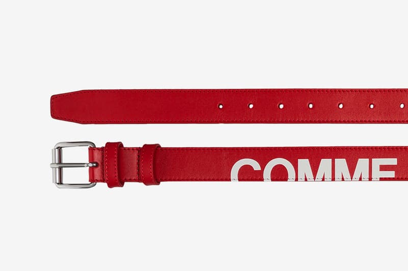 COMME des GARCONS Wallet Leather Logo Belt accessories buckle logomania branding rei kawakubo wallet pants treated cdg strap girdle band waist loop fasten silver tone hardware