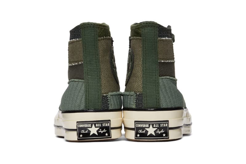 converse chuck 70 hi high top patchwork green off white colorways sneaker release hightop panelled canvas twill ripstop jersey