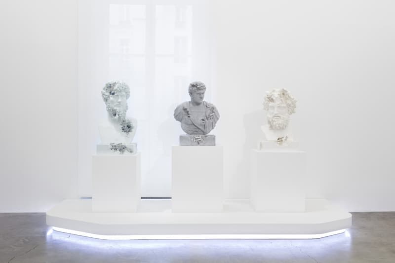Look Inside Daniel Arsham "Paris, 3020" at Galerie Perrotin Closer View New York Sculpture Busts Exhibition France Réunion des Musées Nationaux 'Fictional Archaeology'