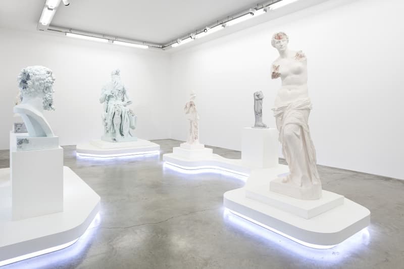 Look Inside Daniel Arsham "Paris, 3020" at Galerie Perrotin Closer View New York Sculpture Busts Exhibition France Réunion des Musées Nationaux 'Fictional Archaeology' 