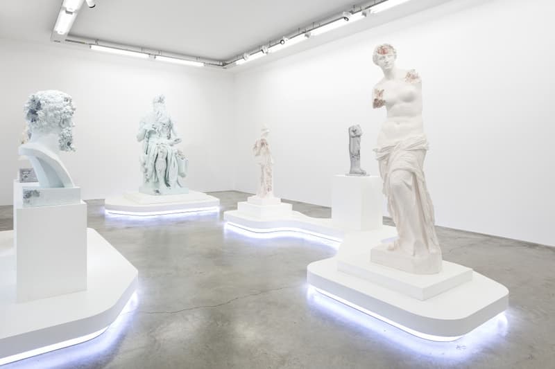 Look Inside Daniel Arsham "Paris, 3020" at Galerie Perrotin Closer View New York Sculpture Busts Exhibition France Réunion des Musées Nationaux 'Fictional Archaeology'