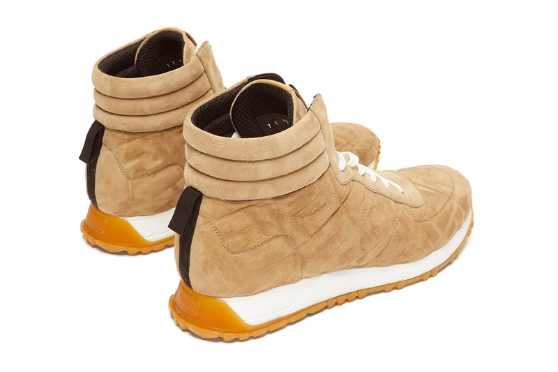 Fendi FF-Embossed High-Top Suede Trainers Release shoes military trainer shoes footwear kicks sneakers suede 
