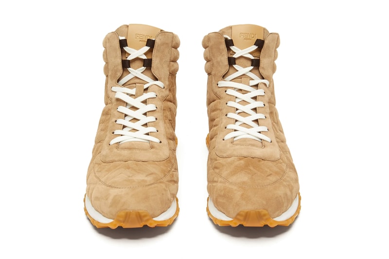 Fendi FF-Embossed High-Top Suede Trainers Release shoes military trainer shoes footwear kicks sneakers suede 