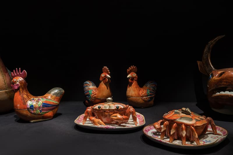 Fondazione Prada "The Porcelain Room" Exhibition Chinese Porcelain Plates Bowls Fish Lettuce Crabs Chickens 